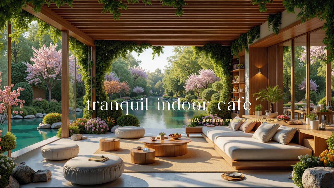 Tranquil Indoor Cafe Jazz  🌸  Smooth Jazz and Serene Nature Ambience for Study, Focus and Relaxation