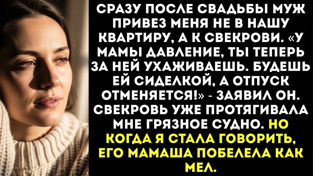 «Ты будешь сиделкой у моей матери, а медовый месяц подождет!» — объявил муж сразу после свадьбы...