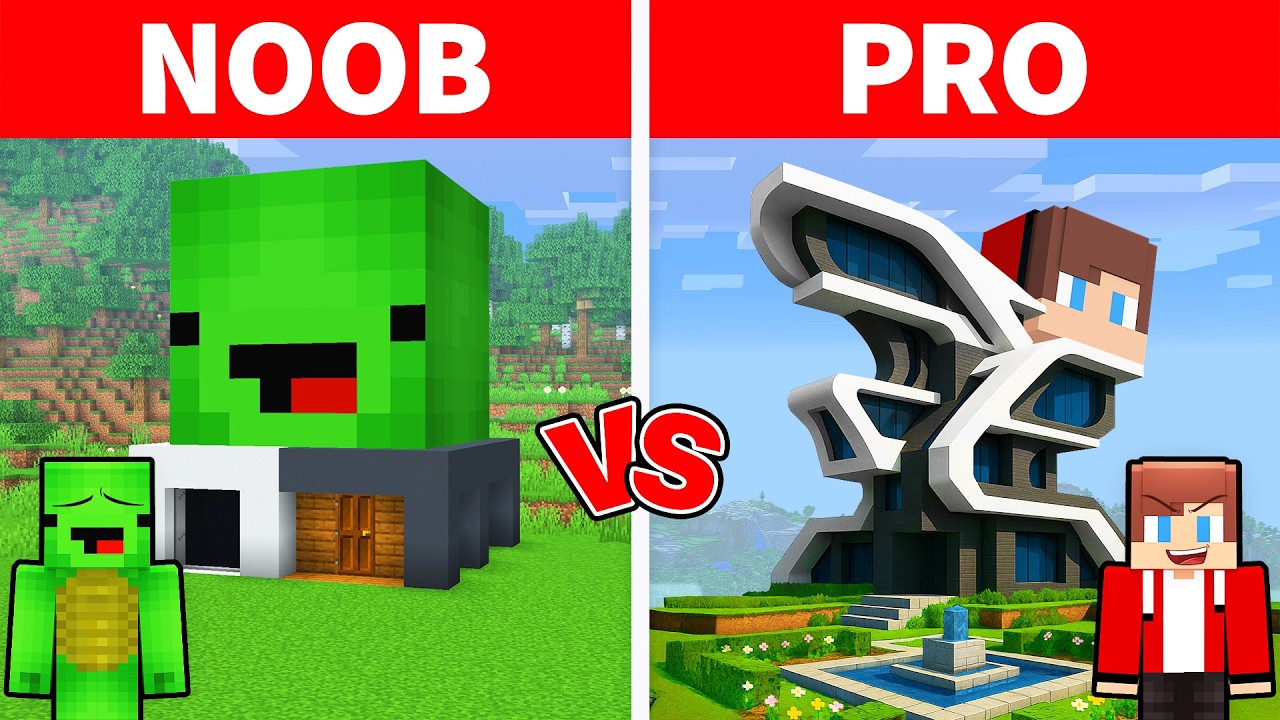 Mikey & JJ - NOOB vs PRO: Modern House Battle in Minecraft (Maizen)