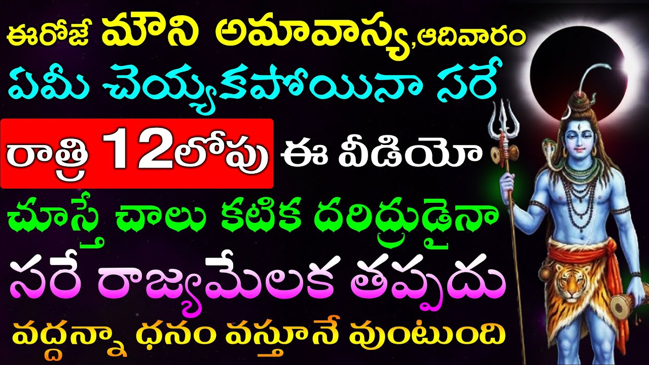 ఈరోజే మౌని అమావాస్య,ఆదివారం ఏమీ చెయ్యకపోయినా సరే రాత్రి 12లోపు ఈ వీడియో చూస్తే చాలు