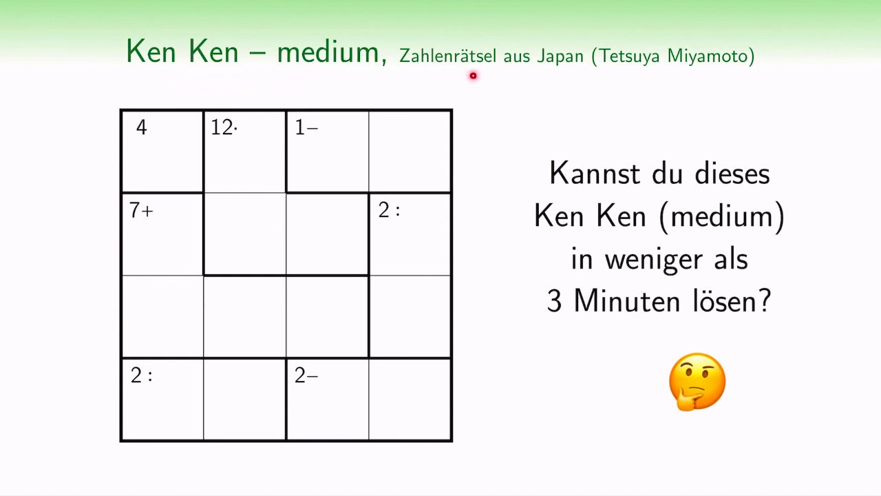 Ken Ken | Medium | Zahlenrätsel | Unterhaltungsmathematik | Sudoku