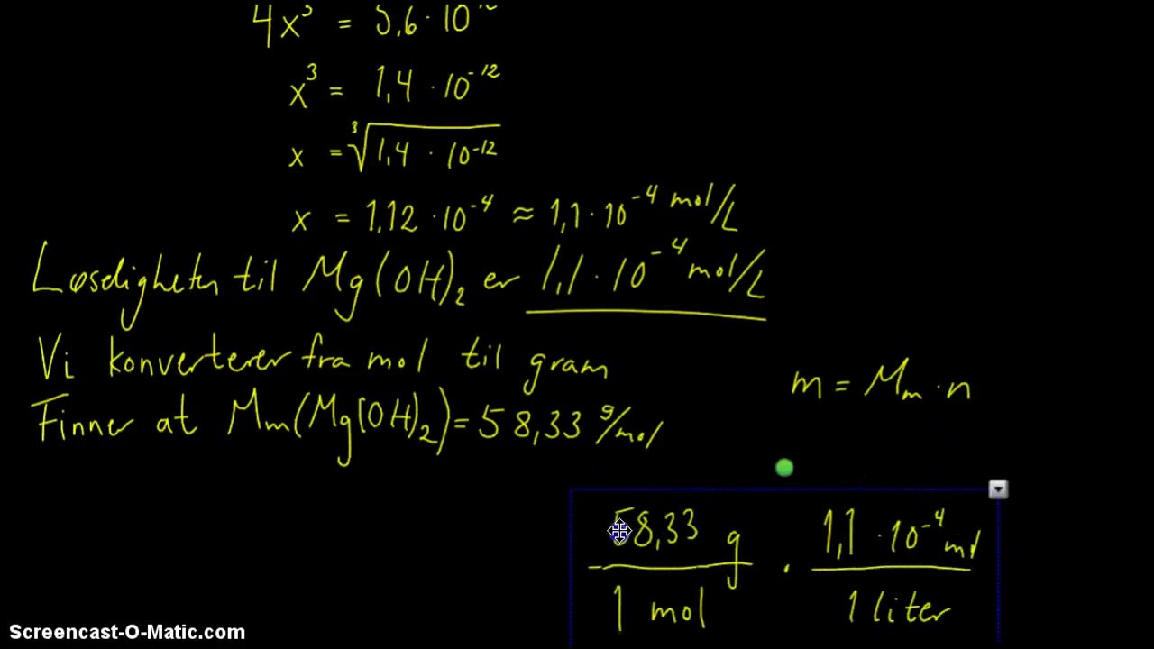 Løselighet til saltet magnesiumhydroksid
