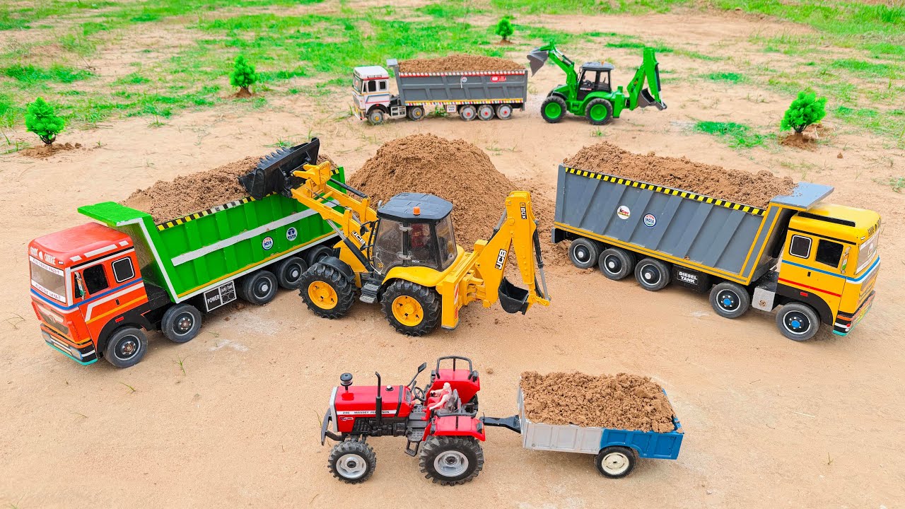 Jcb tractor video | JCB 4*4 5CX fully loading Mud Tata dumper truck 2518 | jcb cartoon