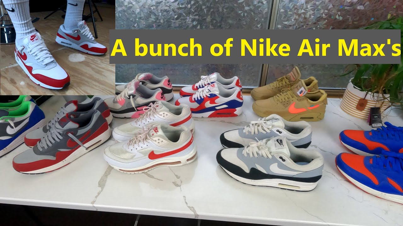 Nike Air Max 90/1 on foot plus 8 other pair of Air Max