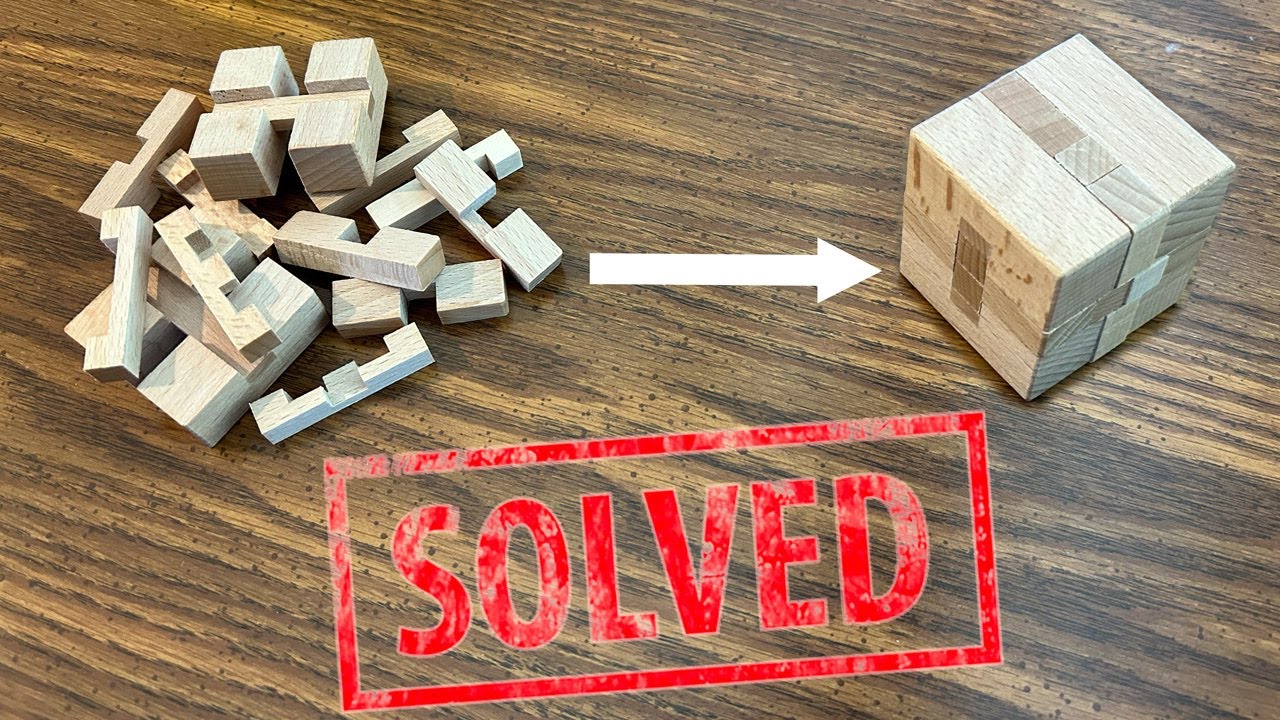 Wooden Cube Puzzle Solved - 12 Piece Cube Solution