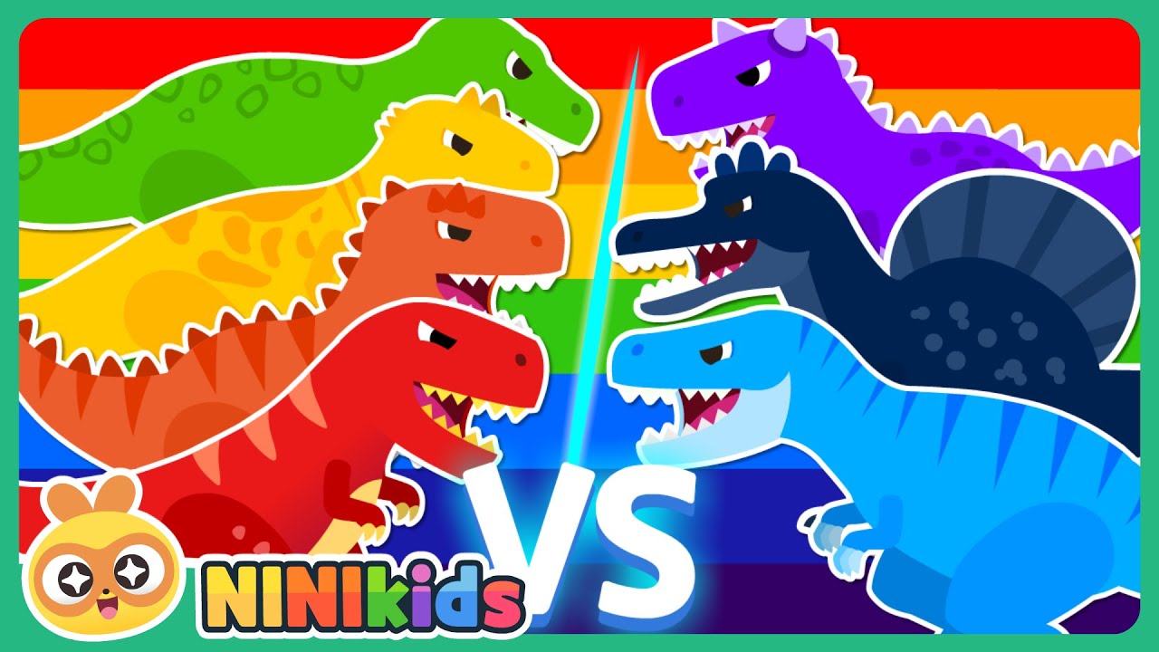 What color dinosaur is it? | rainbow dinosaur | Tyrano? | dinosaur animal play | Nini Kids