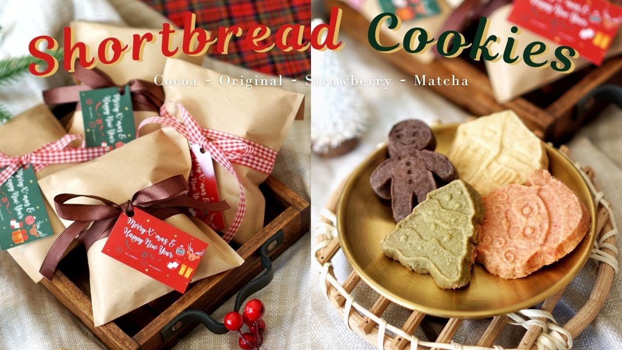 Shortbread Cookies recipe 🎪| คุกกี้ชอร์ตเบรด 4 รสชาติ| #shortbreadcookies