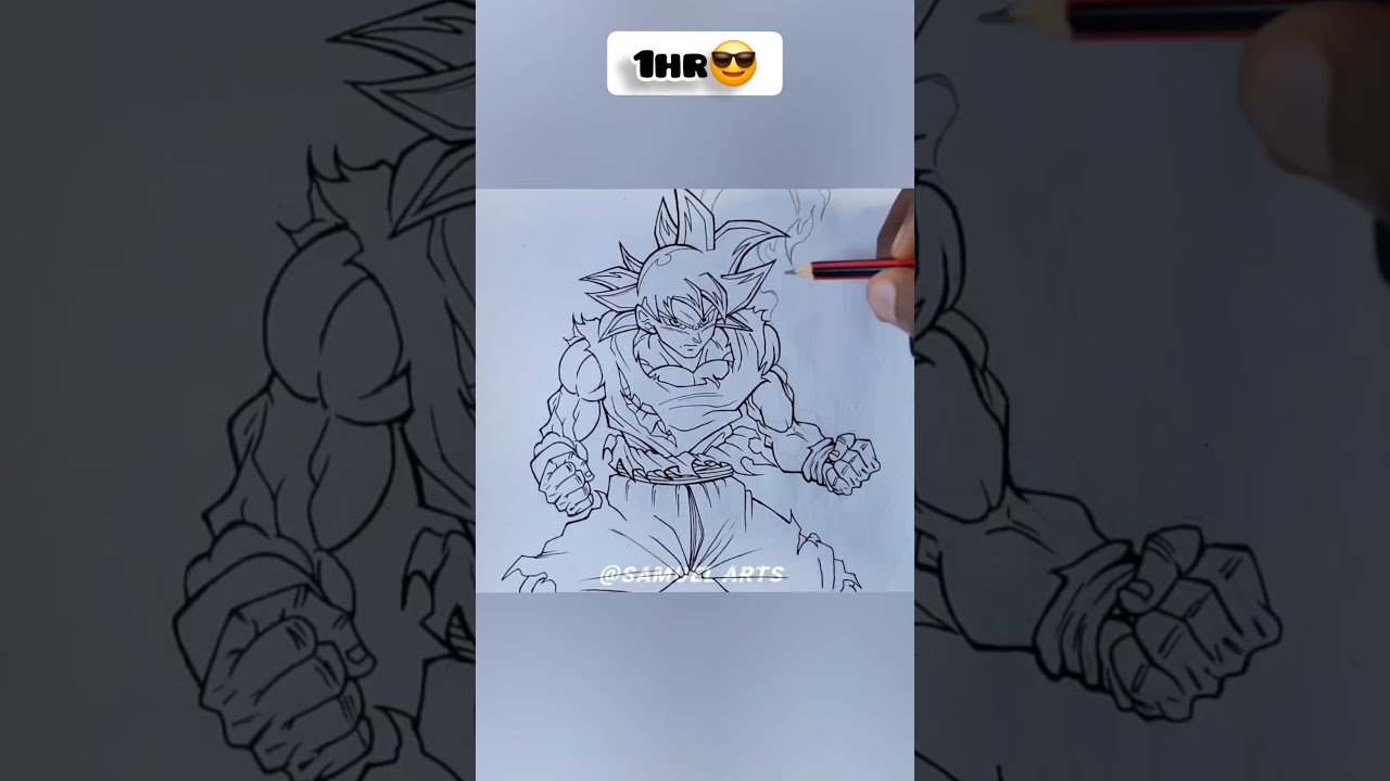 How to Draw Goku Ultra instinct in 10sec,1min,10min,30min,1hr,10hr #shorts