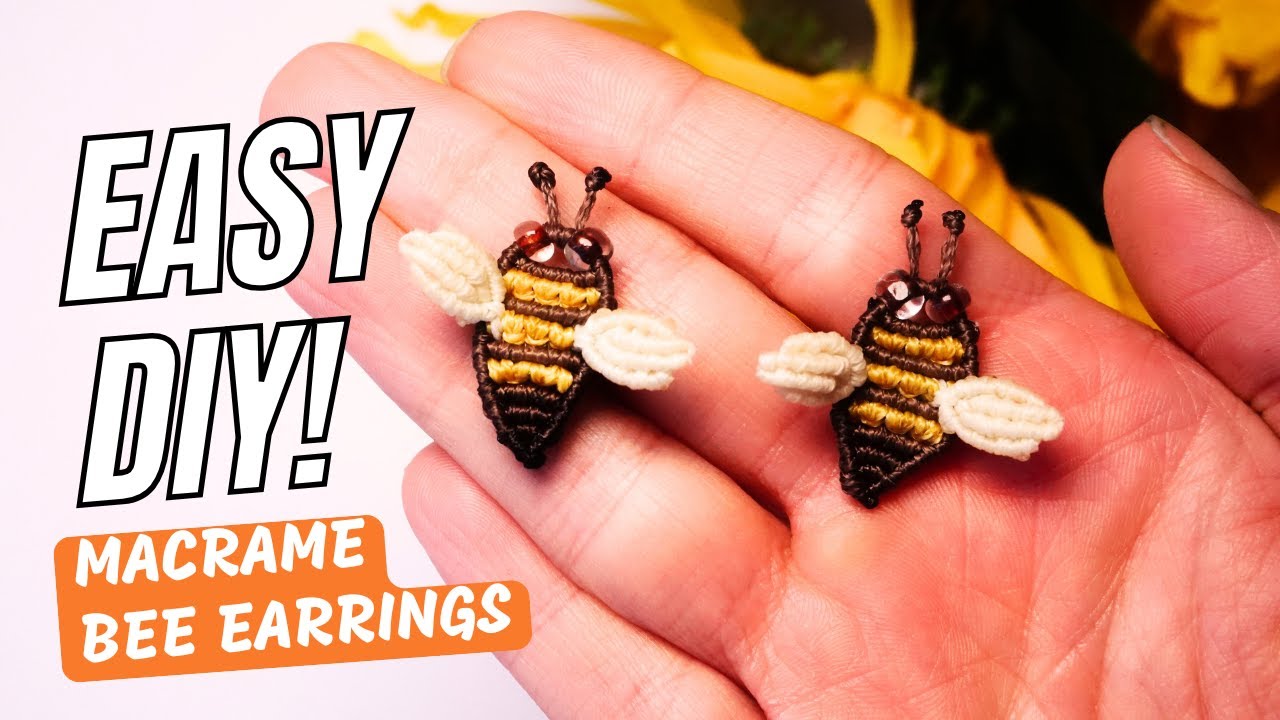 DIY Macrame Bee Earrings – Quick & Easy Tutorial for Beginners! 🐝🧡🐝