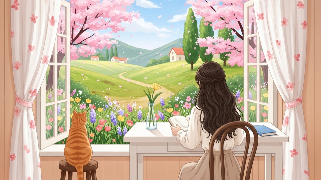 Spring Window Jazz Lo-Fi 📖🌷 | Peaceful Beats for Reading, Studying & Soft Moods