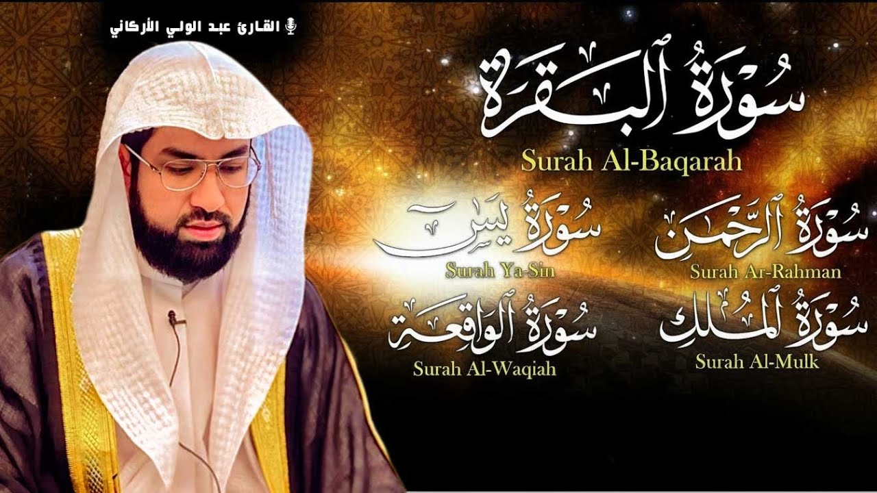 عبد الولي الأركاني تلاوة تريح القلب سورة البقرة+يس + الواقعة+ الرحمن + الملك لزيادة الرزق و البركة.