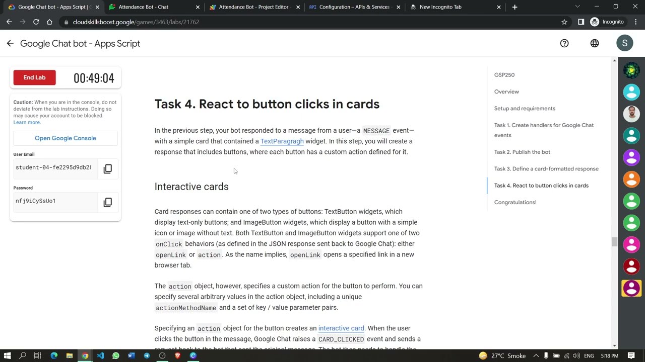 Google Chat bot - Apps Script | GSP250 | #qwiklabs | nocodeNov2022