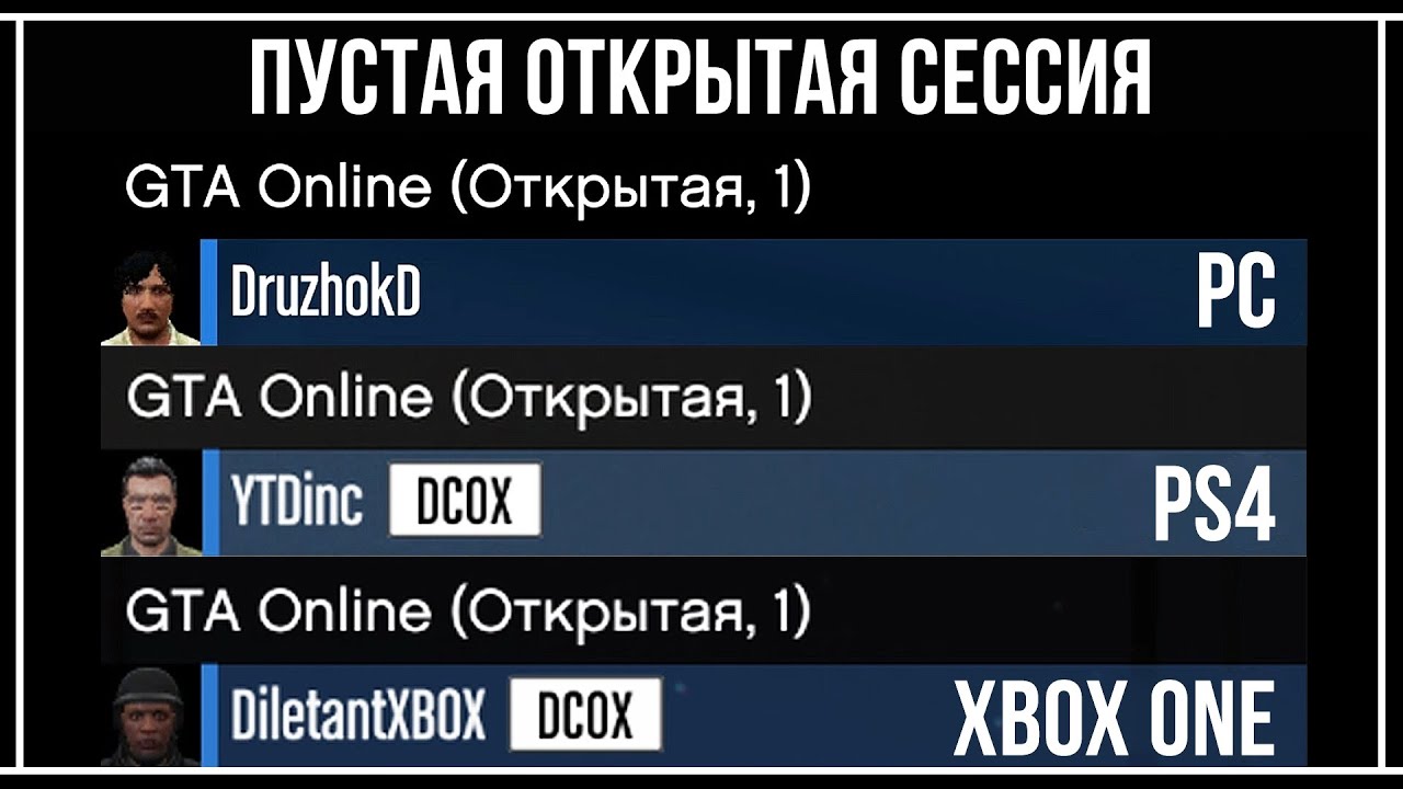 GTA Online: КАК СДЕЛАТЬ ПУСТУЮ ОТКРЫТУЮ СЕССИЮ НА ПК / PS4 / XBOX ONE