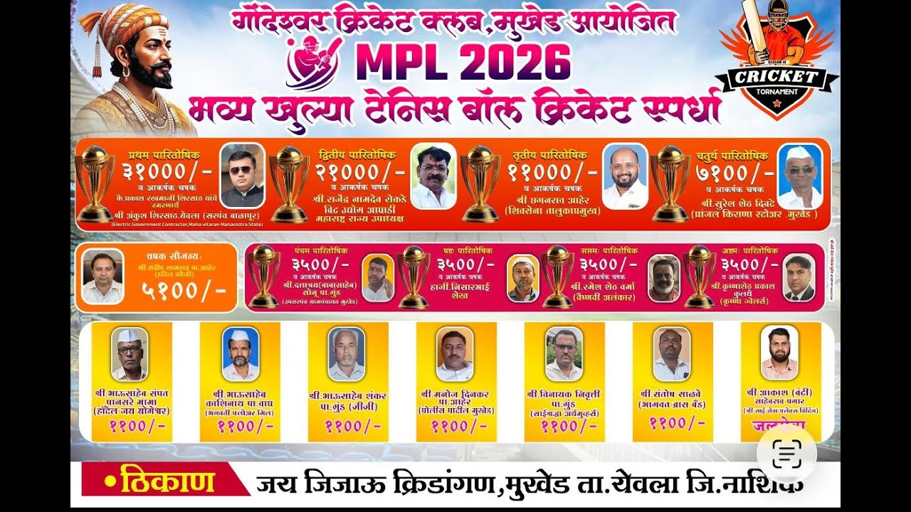 || FINAL DAY  ||  Cricket Club Mukhed || MPL 2026 ||
