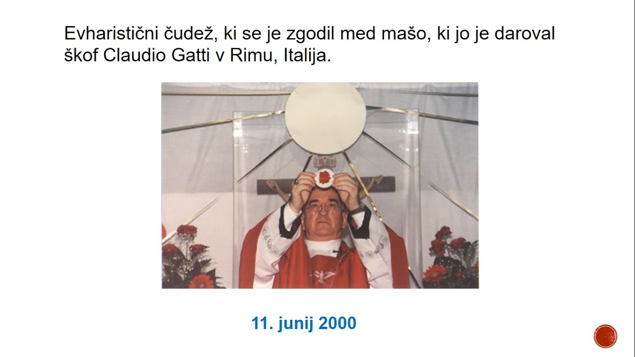 Evharistični čudež, ki se je zgodil med ma&scaron;o, ki jo je daroval &scaron;kof Claudio Gatti v Rimu, Italija