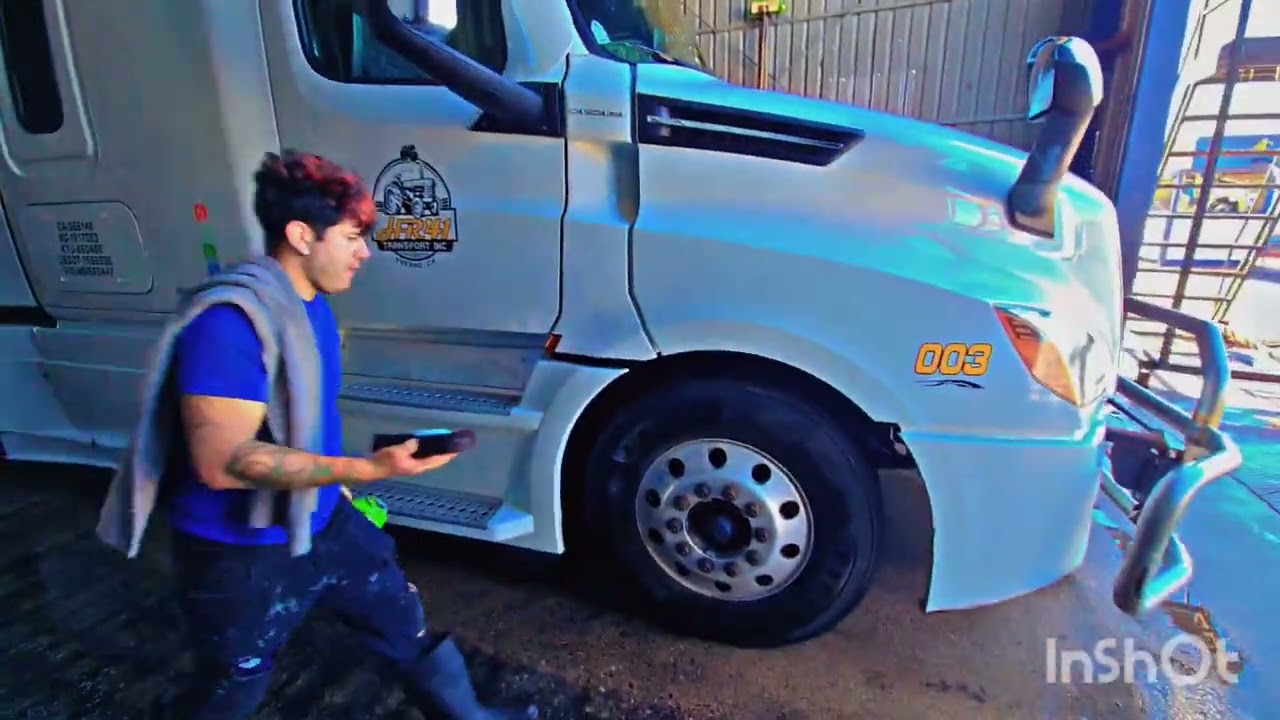 The king of the roads will now shine fresh #trucking #truck #washing #viral #explore #cali 