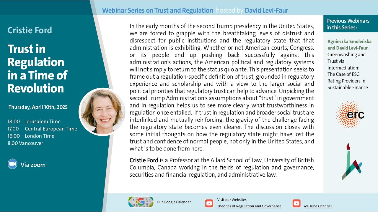 Cristie Ford , Trust in Regulation in a Time of Revolution