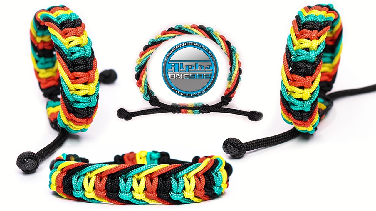REGGAE Paracord Bracelet Rasta Knot Tutorial DIY without buckle
