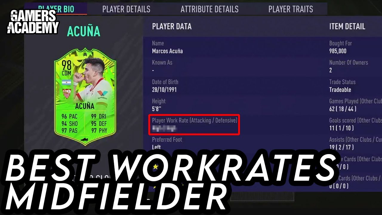 FIFA21 - THE BEST WORKRATES IN EACH POSITION! - MIDFIELDERS