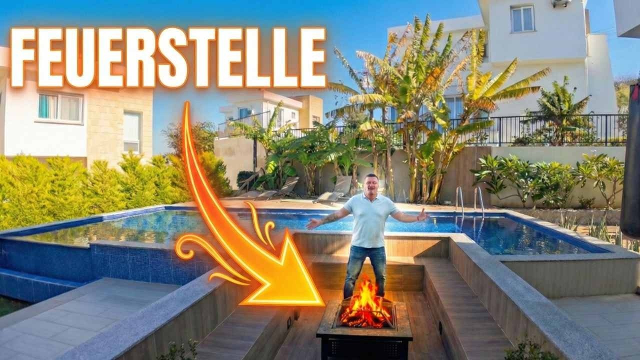 Feuerstelle IM Pool? 🔥 Diese Luxus-Villa in Alsancak bietet das perfekte Ambiente!