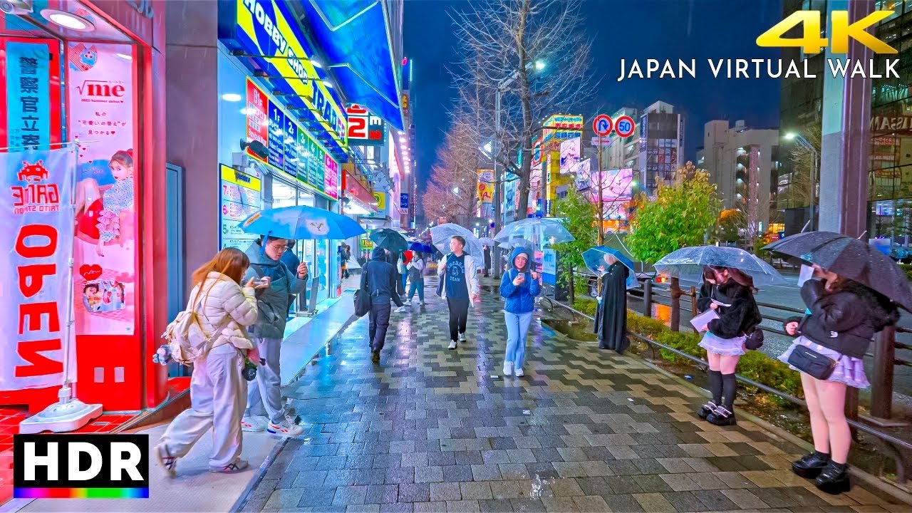 Japan: Tokyo Rainy Evening Walk, Asakusa to Akihabara &bull; 4K HDR