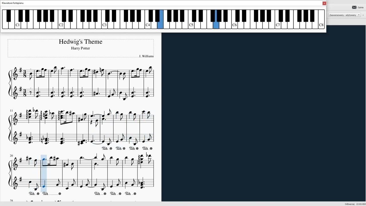 Hedwigs Theme (Harry Potter) - J. Williams #151 piano tutorial (ŚREDNIA-MEDIUM)