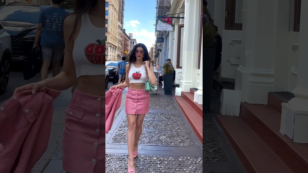 Walking down the street 