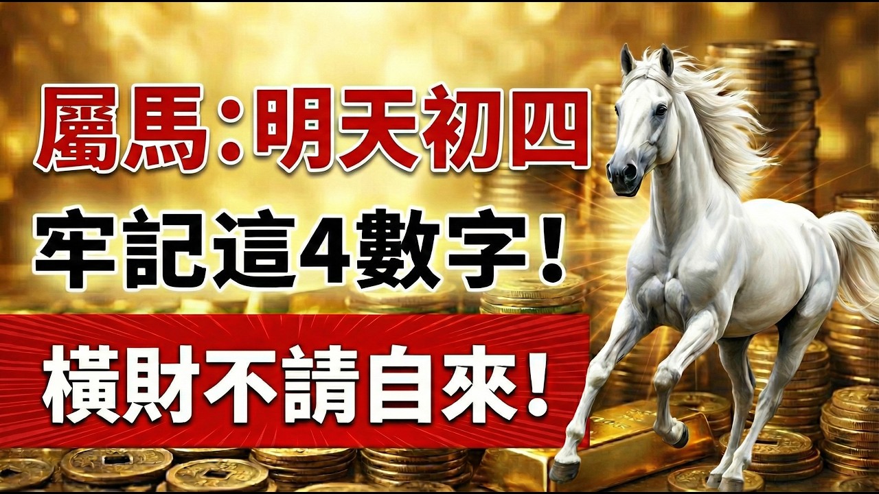 屬馬『招財秘語』：明天20號，大年初四「接神日」，記住這『4個數字』！鎖定馬年財位，讓你財源翻倍、步步高升！#屬馬2026運勢 #大年初四 #本命年 #招財數字 #幸運數字 #2026生肖馬運勢