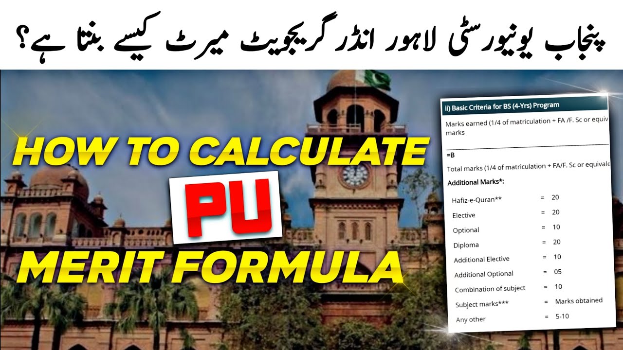 How to Calculate PU Merit formula | BS Merit Calculator | PU Closing merit