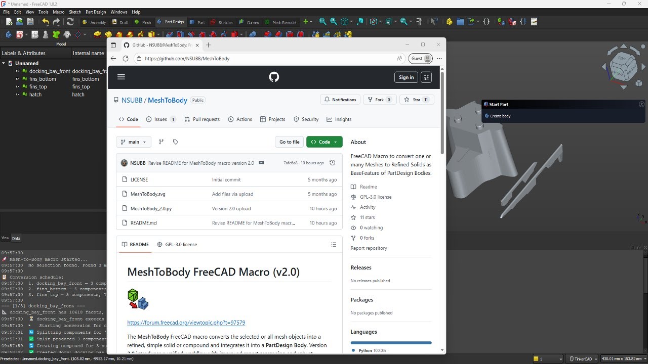 How to Convert STL Meshes to PartDesign Bodies using the MeshToBody FreeCAD Macro