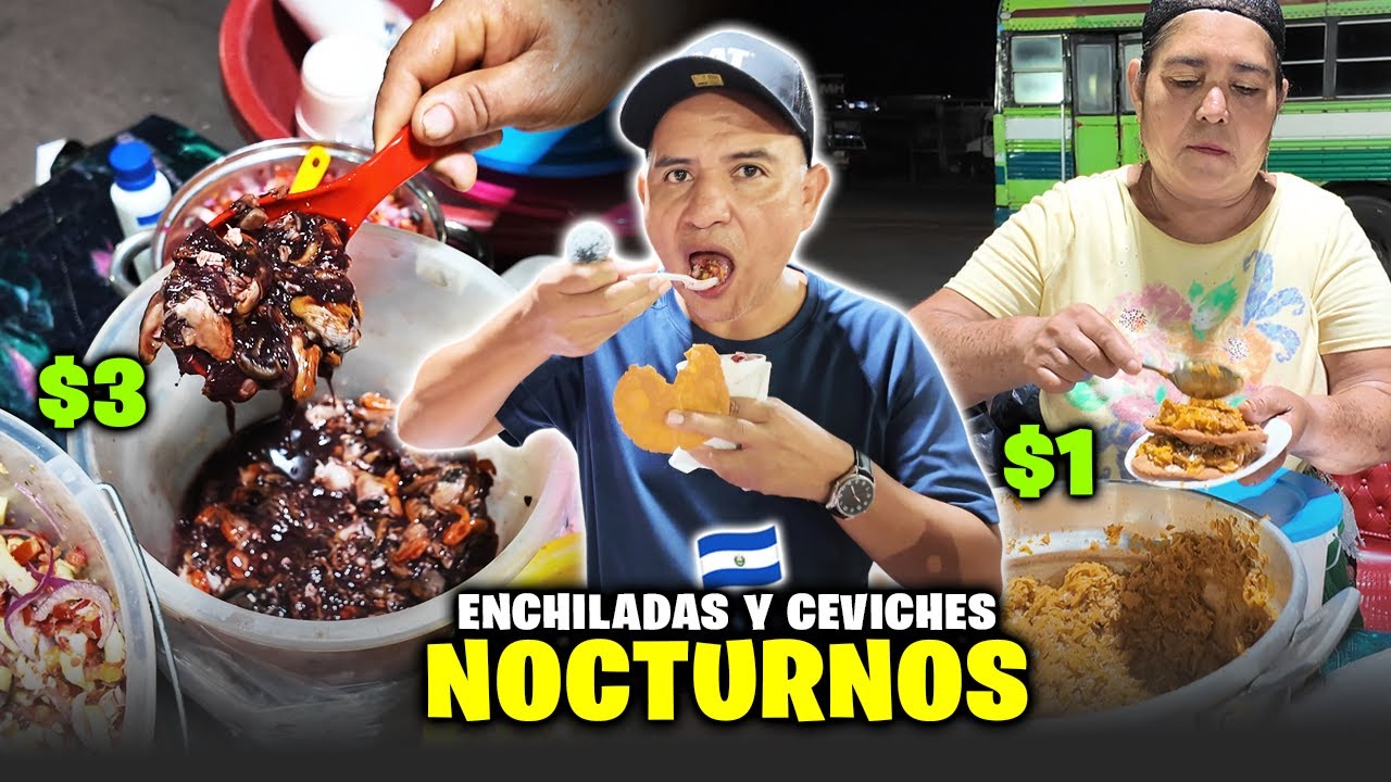 🍤Probando ENCHILADAS y CEVICHES CALLEJEROS NOCTUROS en USULUTAN EL SALVADOR🦪