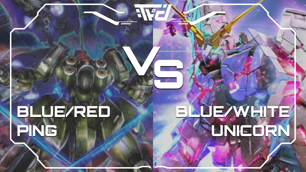 Cyber Newtype Red Blue Ping vs Unicorn Blockers Blue White: Gundam Card Game | Tekkadraw (Subtitled)
