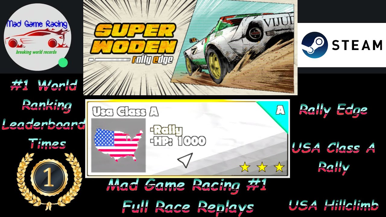 Super Woden Rally Edge - PC - Steam - Rally Edge - Rally - USA Class A - USA Hillclimb - MGR #1