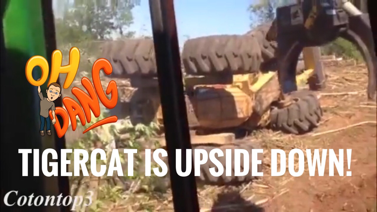 Heavy equipment fail, Tigercat skidder turned over!