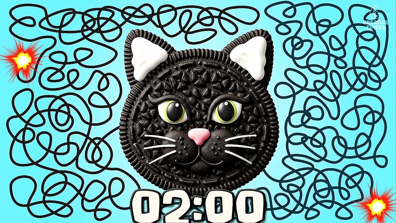 2 MINUTE Timer - BLACK CAT (COOKIE BOMB) 😺​🍪​ Classroom Countdown With Music