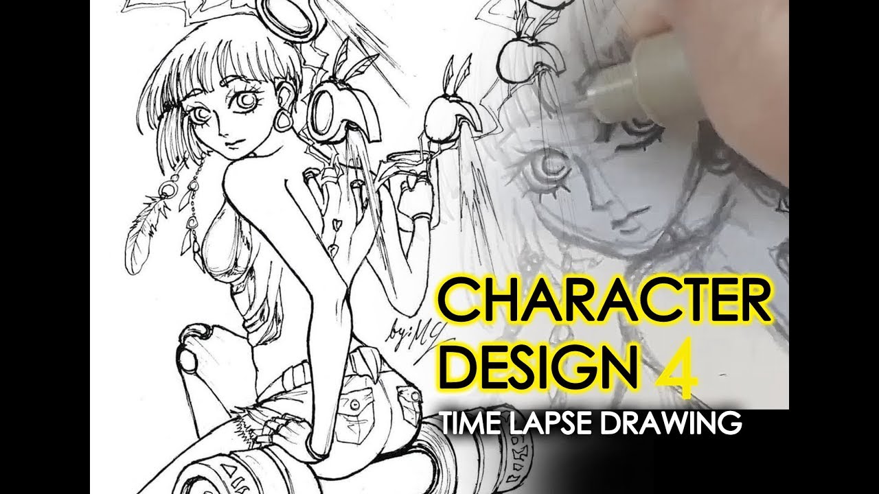 My Character Design - "Girl 'n Flying Machine" (Time Lapse Drawing)