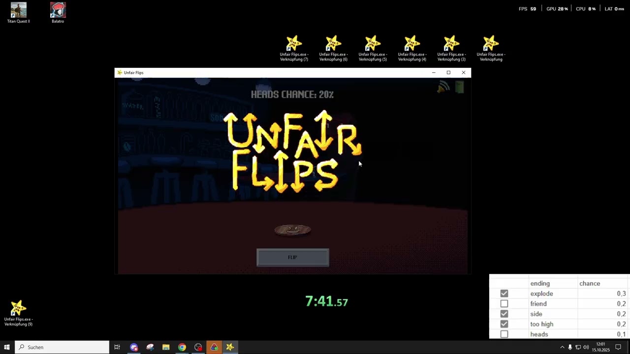 Unfair Flips All Endings Glitched Speedrun WR 19:39 (7 games)