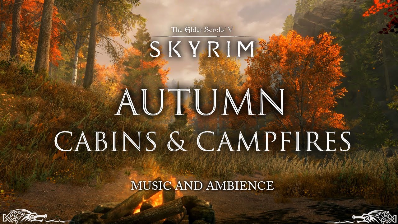 Autumn Cabins & Campfires🍂 | Skyrim Forest Music & Ambience | 3 Hours