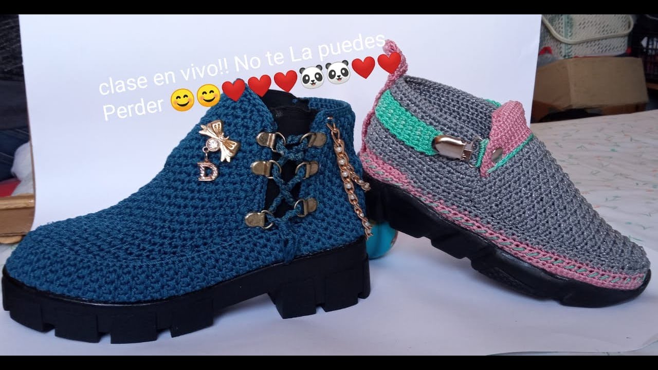 1era CLASE EN VIVO zapatos tejidos 😍Aprende gratis en clases en vivo #parati