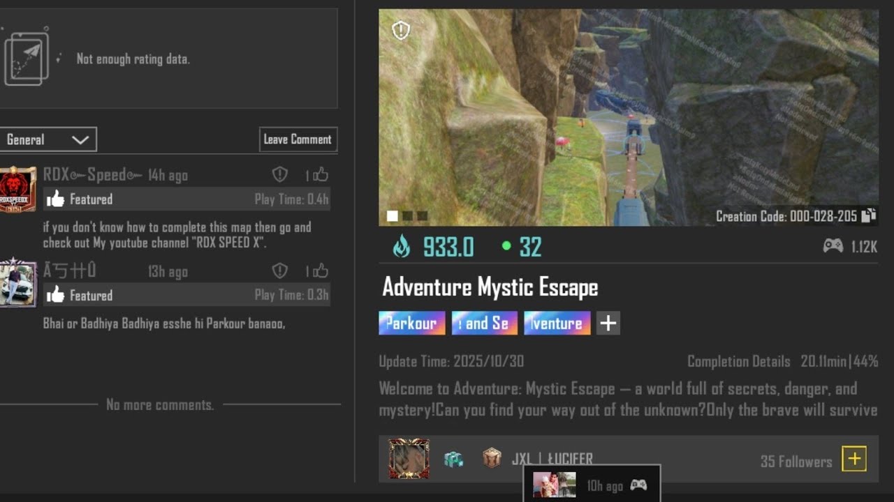 BGMI WOW PARKOUR MAP CODE 28205 | Adventure Mystic Escape | Subhe Alam Live