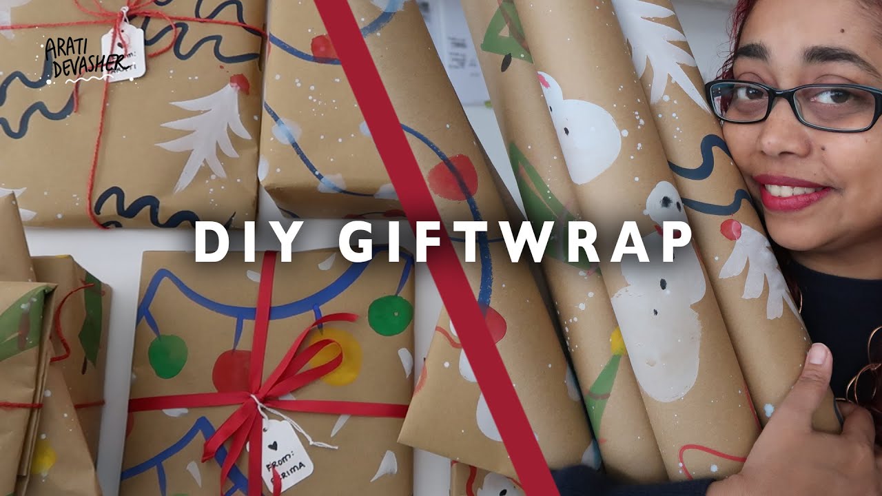 DIY WRAPPING PAPER &ndash; painting kraft paper to wrap Christmas presents