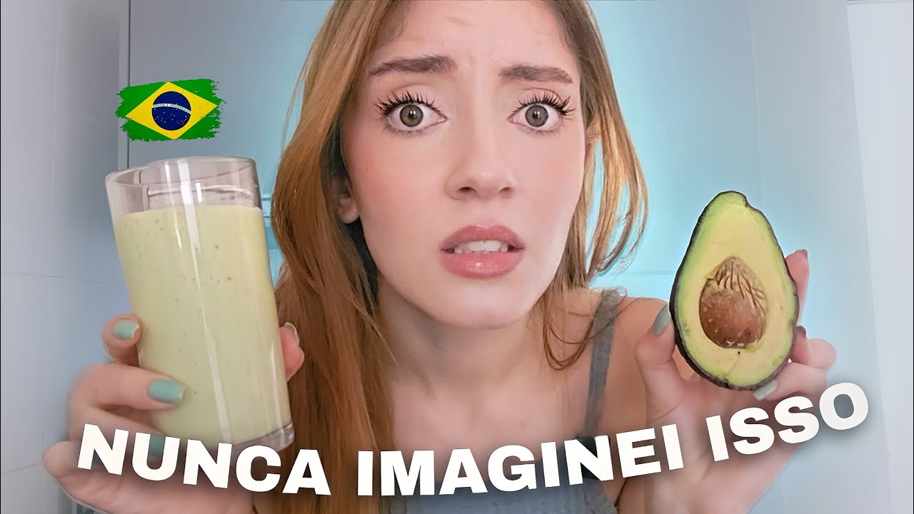 Provei Vitamina de Abacate DOCE pela Primeira Vez! Minha Reação à Bebida Brasileira!
