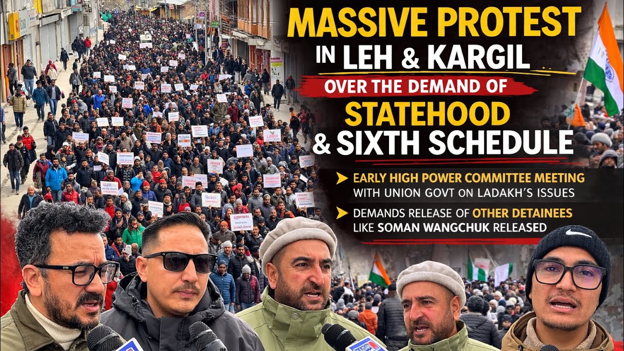 Massive Protests for statehood & Sixth Schedule in Kargil Ladakh. 