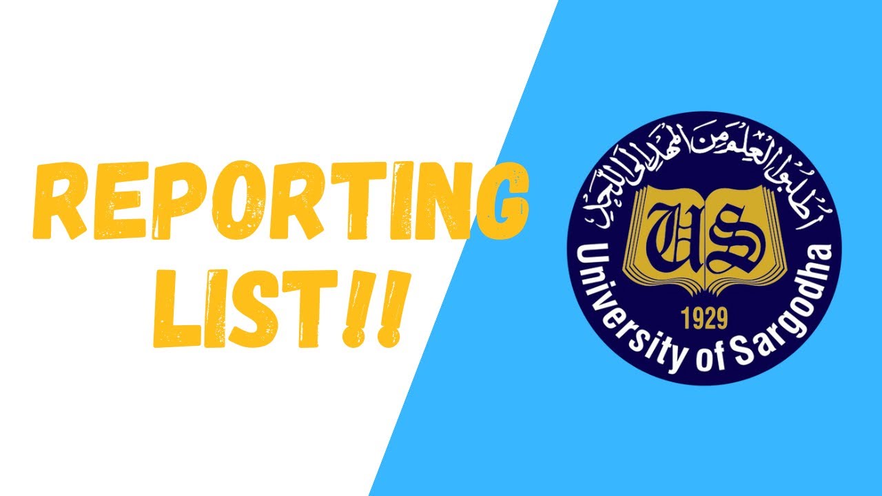 Reporting List | Admission | UOS | Facilitation Center | University of Sargodha