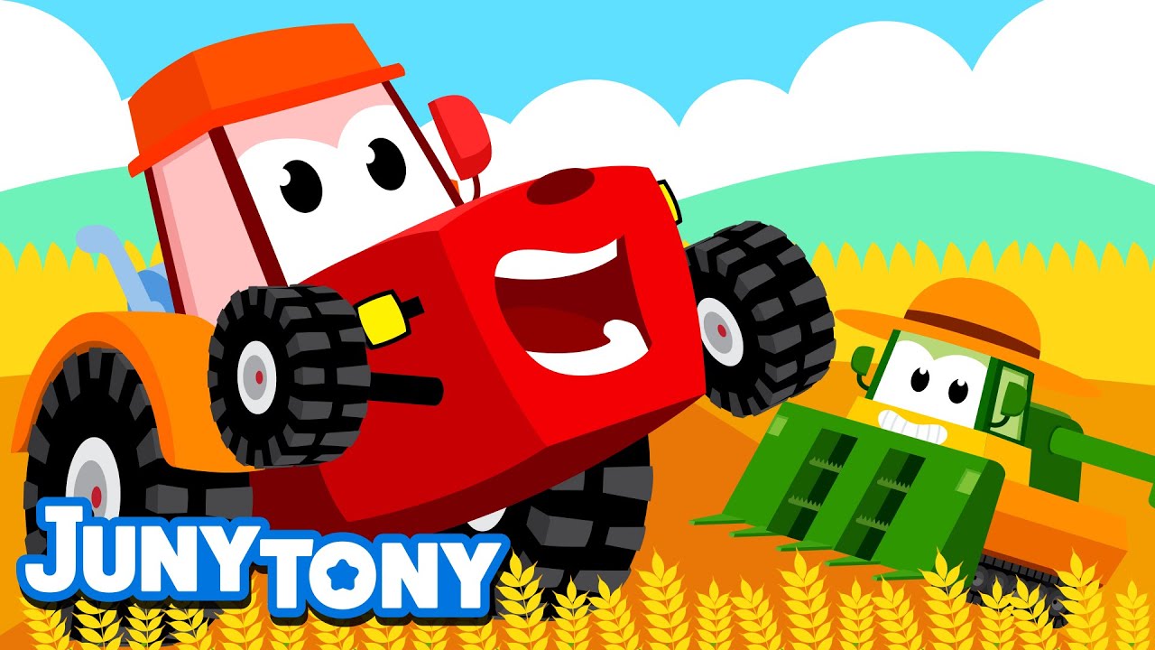 Farm Vehicles | Tractor, Combine | Vehicle Songs for Kids | Preschool Songs | JunyTony