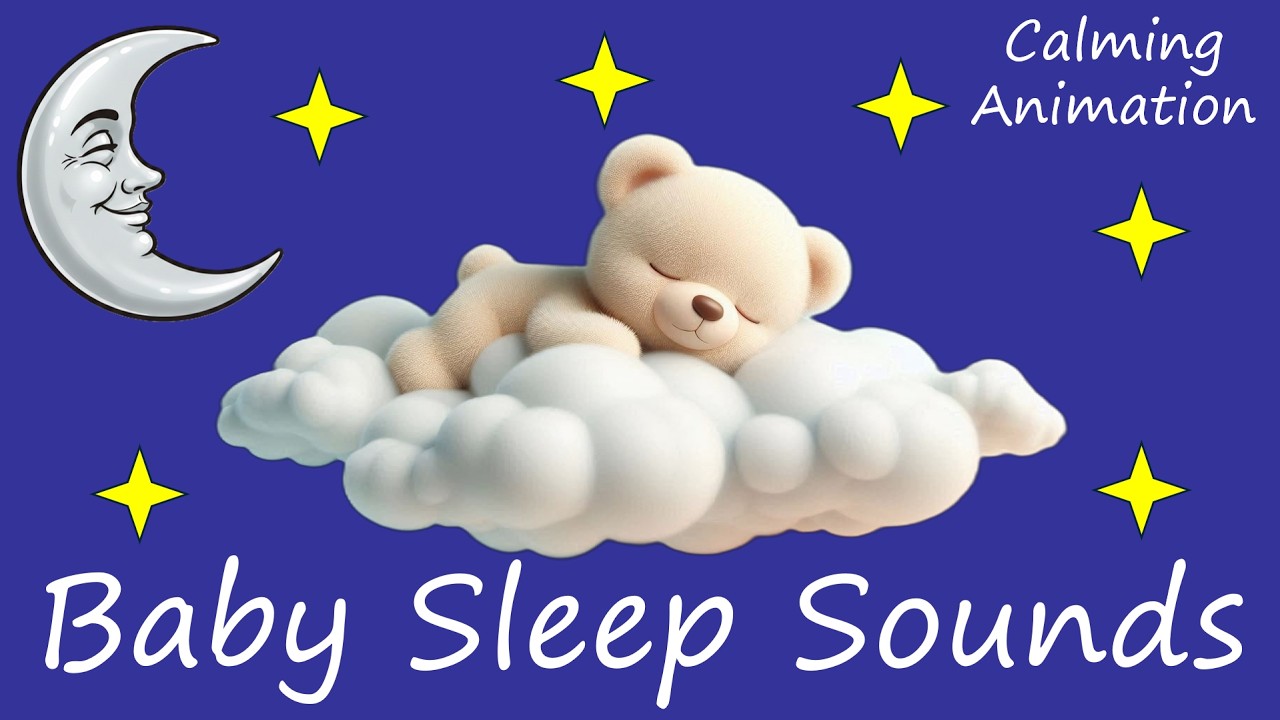 Baby Sleep Sounds 🌙 10 Hours White Noise for Babies 🧸 Soothing Stream & Sleepy Teddy Animation