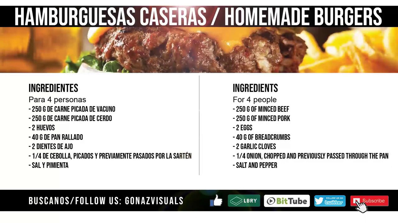 HAMBURGUESAS CASERAS - 🍔🍔🍔 Ingredientes - Receta - Cocina - Facil - (Nueva receta 2020) 👌