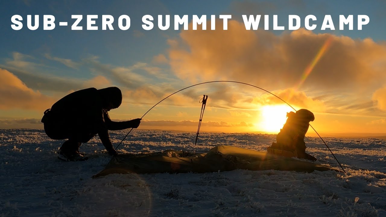 A sub zero summit winter wild camp in wind, snow and ice.