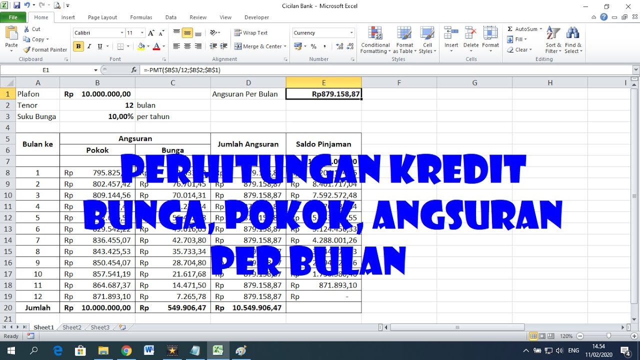 Cara Perhitungan Bunga Kredit dan Jumlah Angsuran Per Bulan