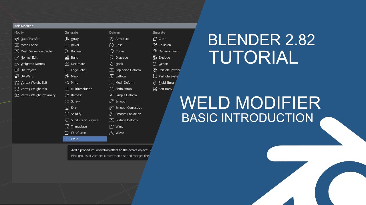 Blender 2.82 Tutorial: Weld Modifier
